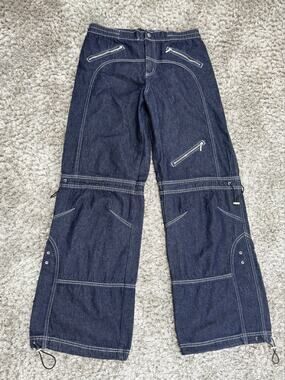 Silence + Noise Jeans Women’s Size 28 Blue Wide Leg Utility Zip Pocket Denim